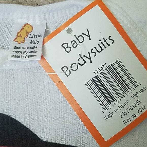 nwt LITTKE MILO skull+crossbones bow onesie new - Picture 2 of 3